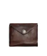 RRL Ralph Lauren "Concho Leather Wallet" Unisex Envelope Wallet Brown 15502