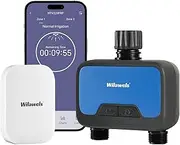 WILAWELS WiFi Sprinkler Timer 2 Zone, 984ft RF Range, 2 Outlet Smart Garden Hose Timer with Wi-Fi Hub, APP/Voice Control, Irrigation by Quantity/Mist Mode/Rain Delay/Automatic Watering for Lawn Yard