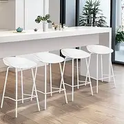 ALFORDSON 4 Pcs Metal Bar Stools, Finn White Dining Kitchen Barstools Counter Dining Chair with Footrest 67cm Seat Height for Home Bar Dining Room