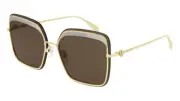 NEW Alexander McQueen Iconic AM 0222SK Sunglasses 002 Gold 100% AUTHENTIC
