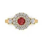 1.6Ct Round Cut Natural Garnet Gold Halo Engagement Promise Wedding Bridal Ring