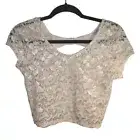 Charlotte Russe - Sz M Light Pink Blush Floral Lace Crop Top w Peekaboo Back NWT