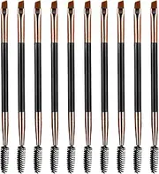 Gjinxi 10Pcs Eyebrow Brush, Double Ended Eyebrow Brushes Spoolie Brush Angled Brow Brush Eyebrow Brush for Eyelash Tint Precision Application Blending of Eye Brow Powders