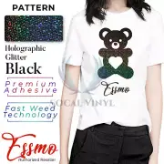 Holographic Glitter Black Pattern Heat Transfer Vinyl HTV T-Shirt 10" Iron SP09