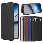 For OnePlus Nord 4, Shockproof Wallet Carbon Fiber Business Cover Leather Case