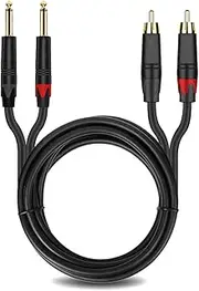XMUXI RCA to 1/4 Cable, Dual RCA to Dual 1/4 TS Cable, 2 6.35mm Male TS to 2 RCA Male Audio Adapter Cable for Amplifier,DVD,Mixer (1 Meter)