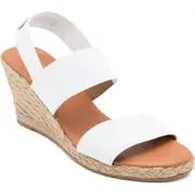 André Assous Allison Wedge Sandal in White Fabric at Nordstrom, Size 6