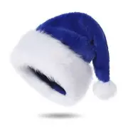Santa Hats Blue and White Santa Hats for Adults Unisex Velvet Touch Comfort C...