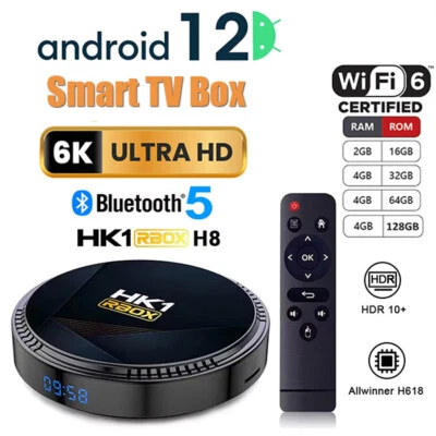 HK1 RBOX 6K Smart TV BOX Android 12.0 Quad Core H618 WIFI6 BT5.0 Media Box A1G2
