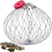 Crab Trap Automatic Opening & Closing Fish Trap Cage 20 Stainless Steel Wire Crab Net with Enlarged Pin Crabbing Equipment for Outdoor Freshwater Saltwater, Fish Net