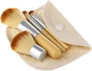 Makeup Brush Set for Women 4 Piece Bamboo Handle Nylon Bristles Kit Versatile for Face Blush Eye Present for Ladies