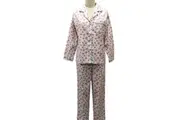 Ladies Blue Pink Floral Cotton Flannelette PJS Size 18-24 Pyjamas Set (8064)
