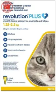 Revolution Plush Flea and Worm Treatment for Cat Kitten 1.25-2.5 Kg (Pack of 3)