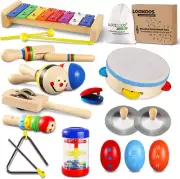 Toddler Musical Instruments Set Wooden Percussion Instruments Toy for Kids Baby