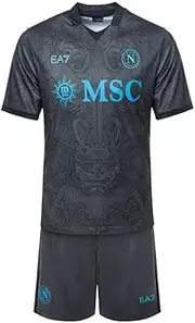 [SSC NAPOLI] Junior Third Match Set, EA7 Official Product, Replica Football Jersey and Shorts for Children 2024/2025-4 Years