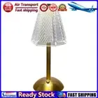 LF# Crystal Table Lamp Metal Base Rechargeable Touch Desk Light (Hexagonal Cryst