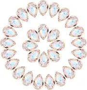 uxcell 36 Pcs 3D Teardrop Rhinestones Diamond Nail Charm Crystal Pointback K9 Glass Rhinestones Crystal Gems for Jewelry Making, Craft, 8x12mm, AB Yellow