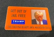 Donald Trump GET OUT OF JAIL FREE ID Card Plastic ID Fulton Mugshot Surrender