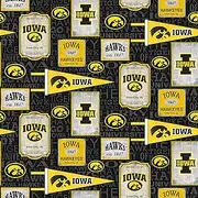 SYKEL ENTERPRISES Iowa Hawkeyes Cotton Fabric Vintage Pennant Design-Sold by The Yard-Sykel NCAA Cotton Fabric