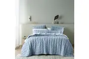 Bianca Langston Blue Pre-Washed Linen Cotton Comforter Set Super King