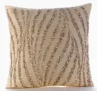 Decorative Pillow Case Beige 16"x16", Home Decor Silk Fabric - Wave Of Gold