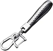 Leather 2 Layer Braided Keychain with Chrome D Ring & Hook fit all Car Key Fobs