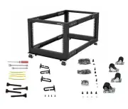 StarTech 4-Post 8U Mobile Open Frame Server Rack, 19 in Network Rack w/ Wheels