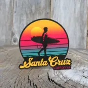 Surfing California Sticker Santa Cruz Retro Sunset Souvenir Travel Sticker
