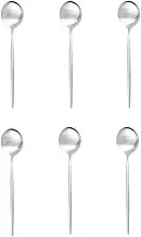 Tea Spoon Dessert Spoons 6Pcs Matte Stainless Steel Teaspoon for Dessert Ice Cream Stirring Coffee Small Spoons Kitchen Accessories Mini Gold Spoon Set 6Pcs Silver