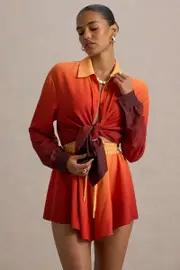 Rowan | Ombre Satin Shirt with Plunge Neckline