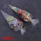 200 Pieces Cone Bag Treat Cello Bag Triangle Bags Cellophane Bag with Twist Ties