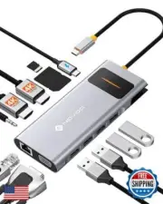 12 in 1 USB C Docking Station - Dual Monitor, Triple Display, NOVOO USB C Hub