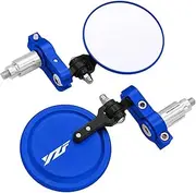 jiningqiuguodianzi Motorcycle Mirrors Round Folding Bar End Side Mirrors Compatible with Yamaha YZF R3 R1 R6 R15 R25 YZF 125 250 350 FZ1 FZS 1000S Accessories(Blue)