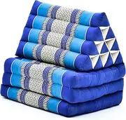Leewadee - Comfortable Japanese Floor Mattress - Thai Floor Bed with Triangle Cushion - Futon Mattress - Thai Massage Mat, 170 x 53 cm, Blue, Kapok Filling