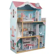 Jumbl Kids Wooden Pink Dollhouse, with Elevator, Balcony & Stairs, Accessorie...