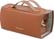 [Generic] Travel Waterproof Toiletry Bag,Hanging Waterproof Folding Makeup Bag Leather Cosmetic Bag,Toiletry Bas for Women,4 in 1 Roll-Up Wash Bag Storage Organizer for Travel Size Accessories, Coffee, Refer to