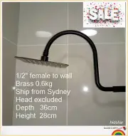 ROUND GOOSE NECK GOOSENECK SHOWER ARM BRASS BLACK 360X280MM
