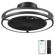 Enclosed Ceiling Fan With Lights,19" Bladeless Ceiling Fan With Lights and