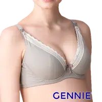 在飛比找蝦皮商城優惠-【Gennies 奇妮】啡藏珍品 咖啡紗深V哺乳內衣-條紋灰