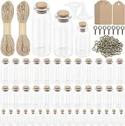 Rustark 148Pcs 3 Sizes Glass Bottles DIY Mini Glass Vials Small Jars with Cork Stoppers Eye Screws Funnels Tiny Potion Bottle for Wedding Favors Halloween Decorations DIY Crafts Gift