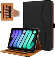 FANRTE New iPad Mini 6 Case 2021 (6th Generation), Premium PU Leather Folio Stand Smart Protective Cover, Multi-Viewing Angles and Auto Wake & Sleep Function for iPad Mini 6th Gen 8.3 Inch（Black）