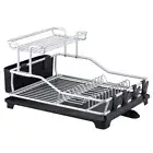 D.Line Pinnacle Black 52cm Aluminium 2-Tier Dish Storage Rack Organiser w/ Drain