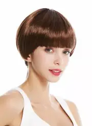 Wig Women's Wig Short Page Bob Fringe Ombre Red Brown Braun Blonde Streaked