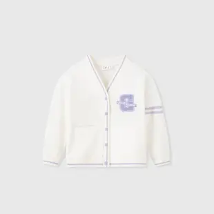 【GAP】女童裝 LogoV領外套-白色(891984)