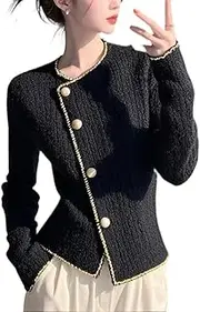 [Generic] Cardigan Sweaters for Women Casual Long Sleeve Button Open Front Lightweight Cardigan Sweater Outwear-A