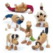 Wooden Animal Toys for Toddler Posable T-rex Wooden Dinosaur Toy Playset Ste