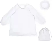 N1299130 Lunch Apron Set (Open Back) M Size Kappo Lunch Cap Drawstring Bag for Boys and Girls White Coat Apron, Elementary School Students, Lunch Supplies, Boys and Girls