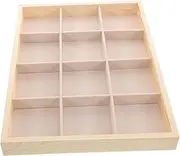 AKOOSY Wood Divided Jewelry Tray Stand Earring Ring Necklace Storage Display Box