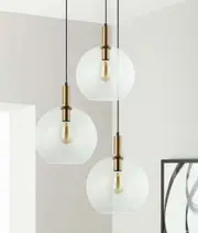 PATERA: Interior Glass with Extended Bronze Highlight Pendant Lights Clear
