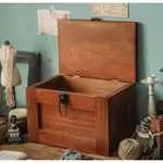 復古帶鎖木箱 木櫃 收納箱 寶物箱 拍照道具 儲物櫃 置物箱 實木 零食櫃 露營野餐 桌面整理箱 木製 鄉村風 木盒
